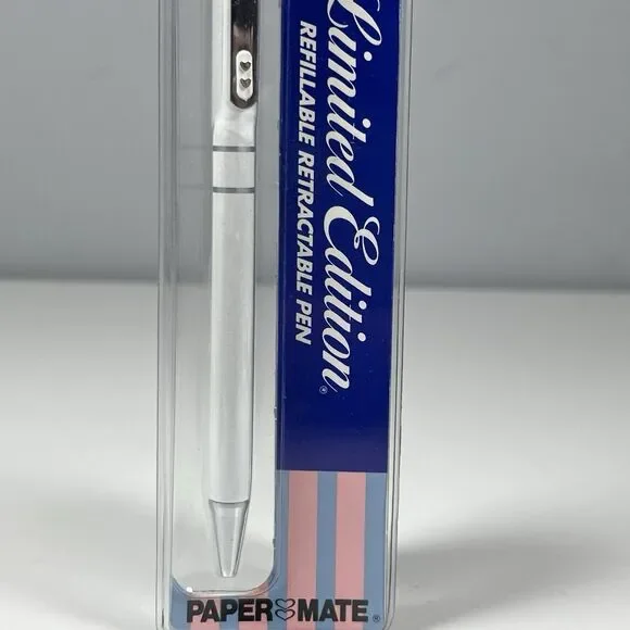PAPER MATE Limited Edition Ball Pen Pearlescent White Japan Made 1980's Rare NEW - Picture 2 of 9